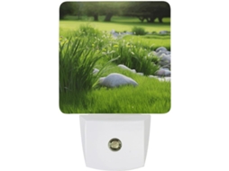 Luminária Noturna com Estampa de Grama Verde Primavera, Luminária Noturna Decorativa, Luminária Noturna de Viagem