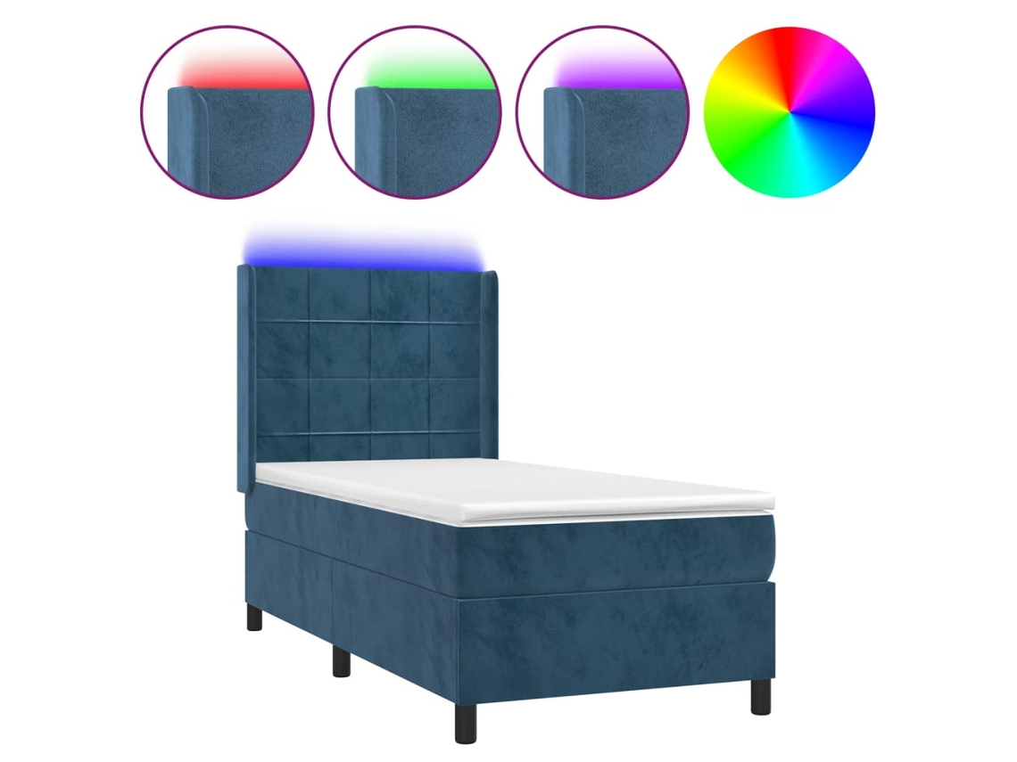 Box Spring Bed, Box Spring Beds Vidaxl Azul Veludo (80 X 200 Cm)
