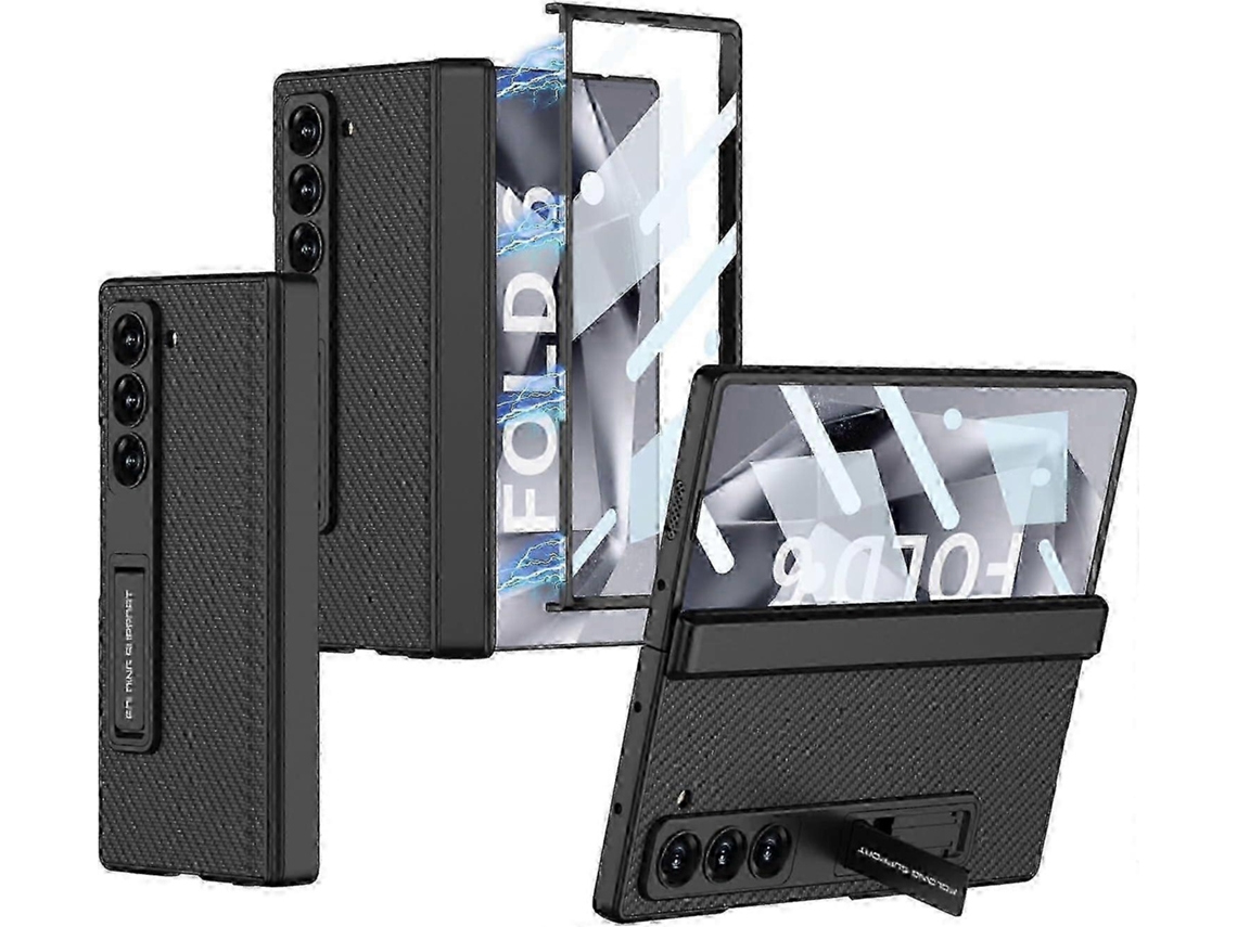 25-26 For Samsung Galaxy Z Fold 6 Case With Magnetic Hinge Protection Hidden S-pen Slot, Built-in Front Screen Kicstand Protective Case