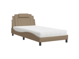 Vidaxl Cama Viana Com Colchão 100x200 Cm Couro Artificial Cappuccino