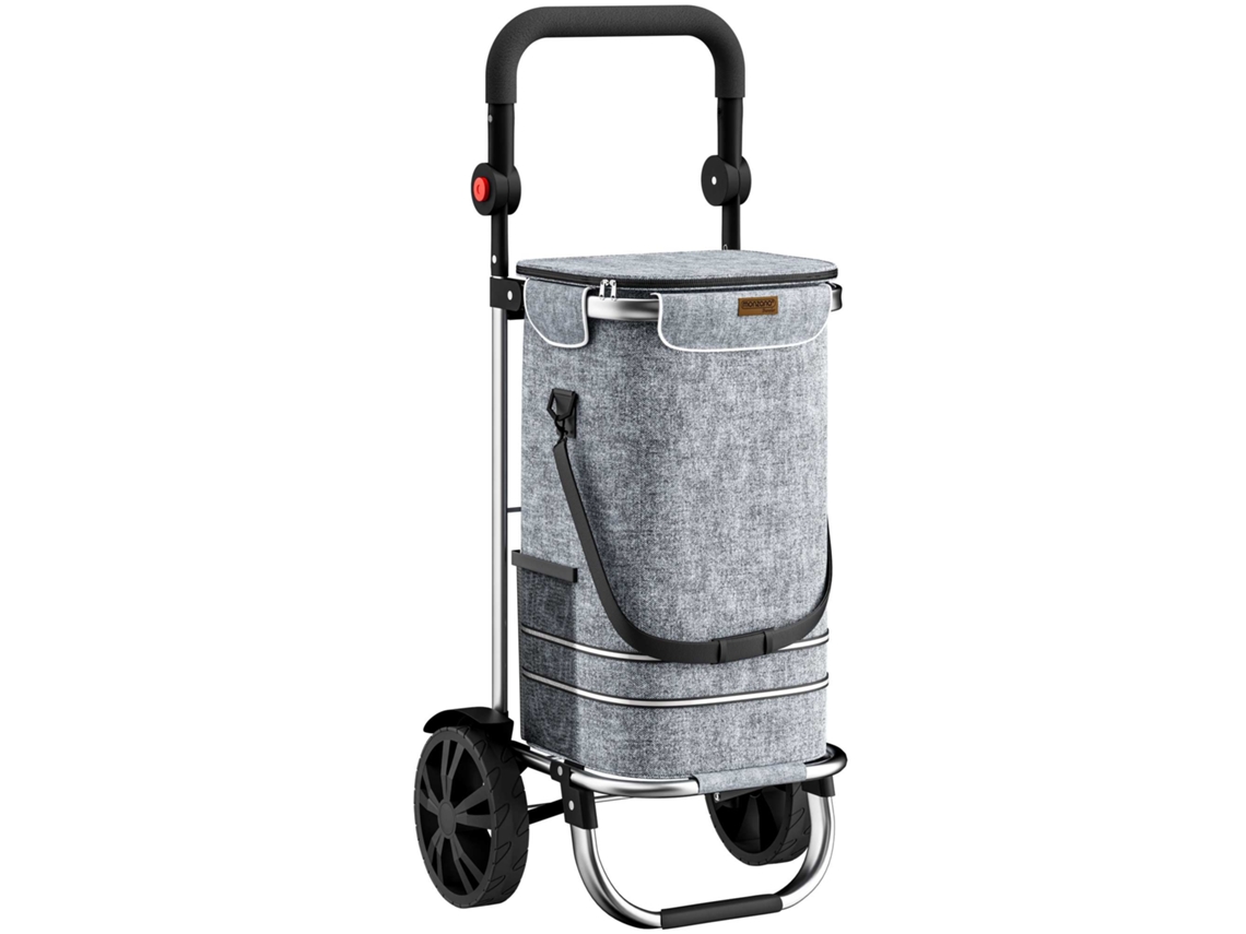 Carrinho De Compras De 56 Litros, Capacidade Para 50 Kg, Cinza, Com Compartimento Refrigerado
