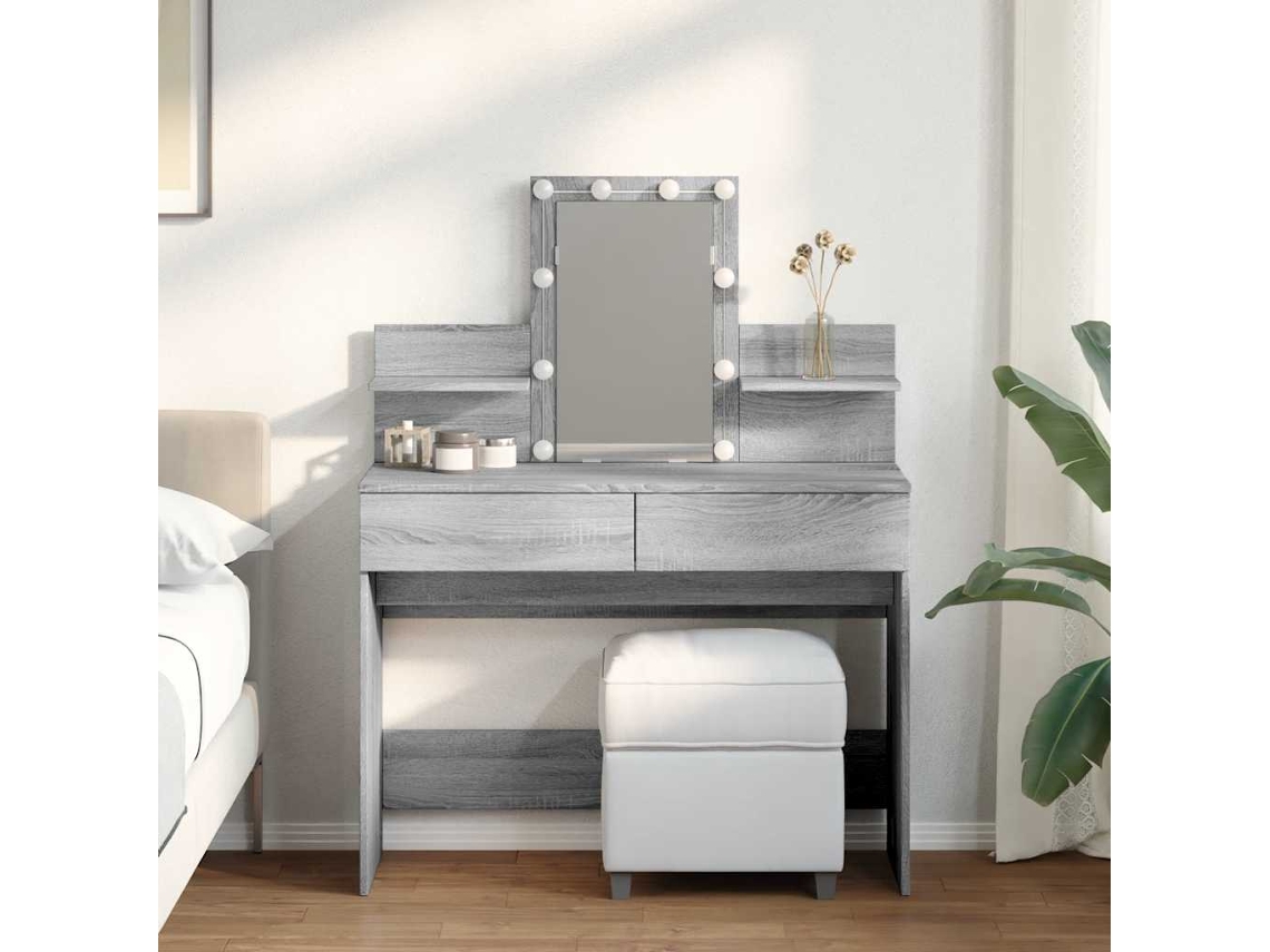 Vidaxl Toucador Com Leds 100x40x130 Cm Sonoma Cinza