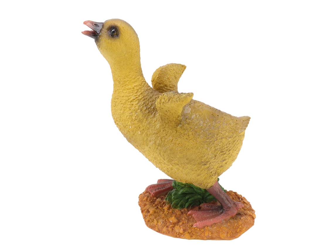 Estátua Patinho Resina Decoração Cinza