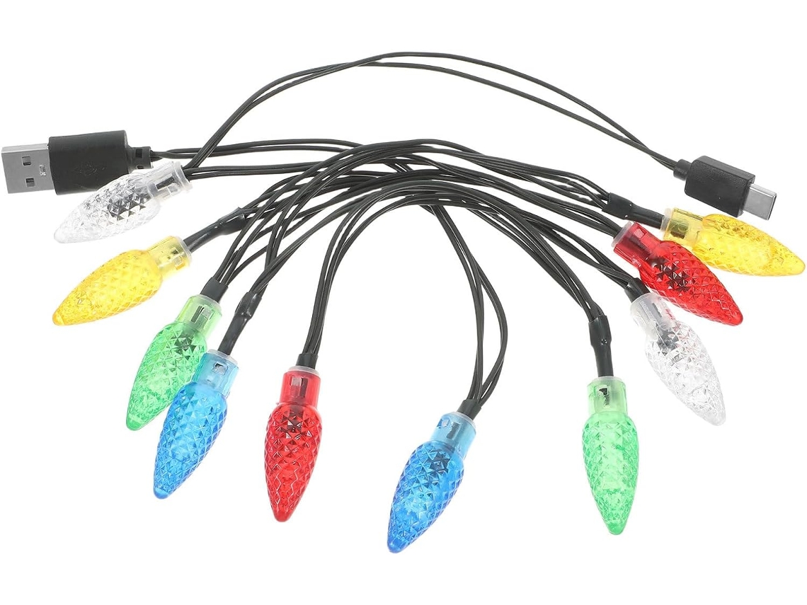 Cabo De Carregamento Usb Tipo C Com Luzes Natal Led, Dupla Função E