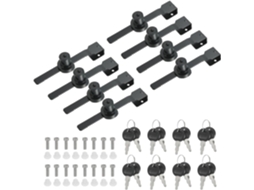 Fechadura Para Vitrine De Vidro, Conjunto 8 Peças Com Chaves
