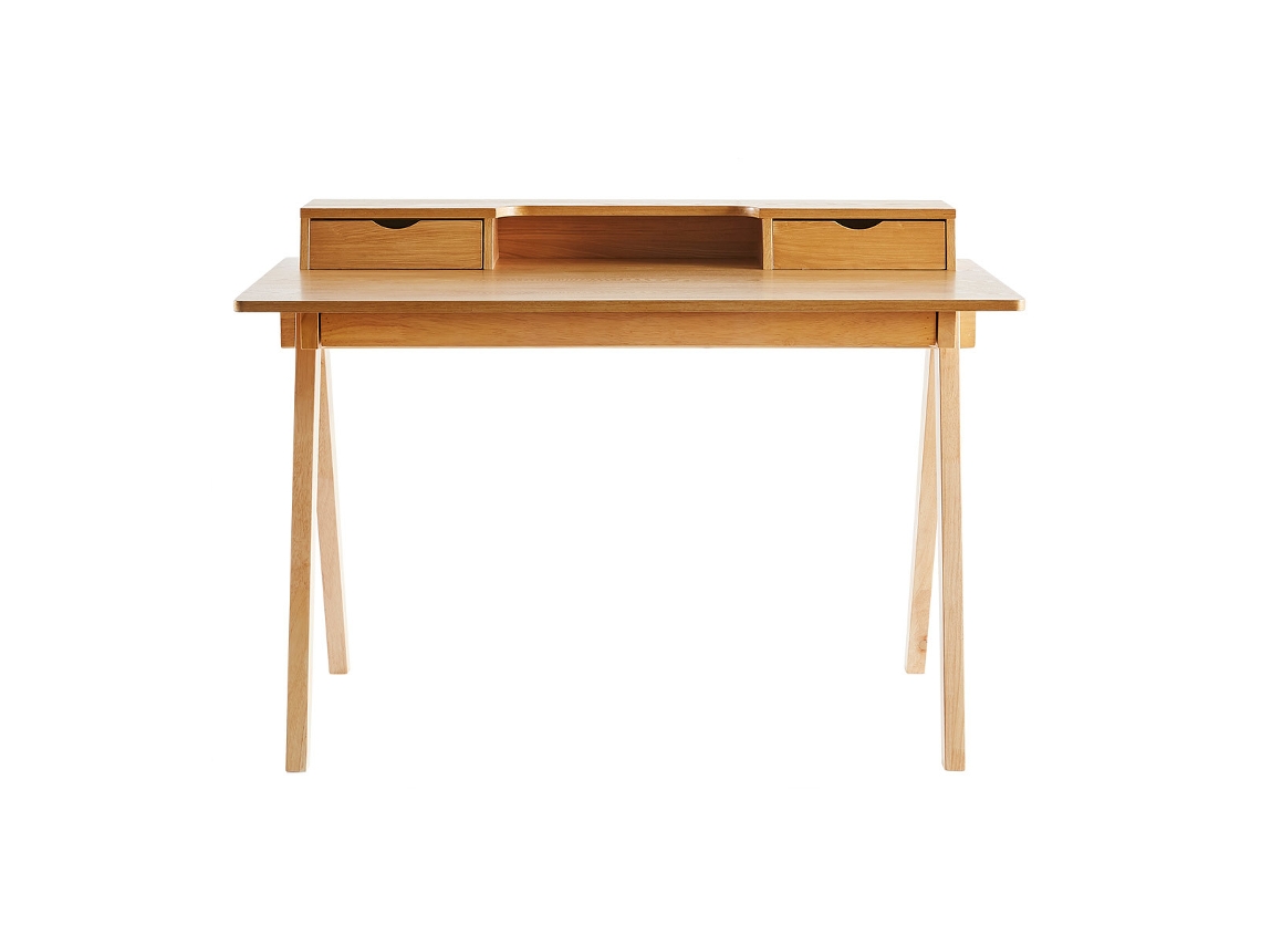 Mesa Pulito MILIBOO com arrumação em madeira clara 120 cm