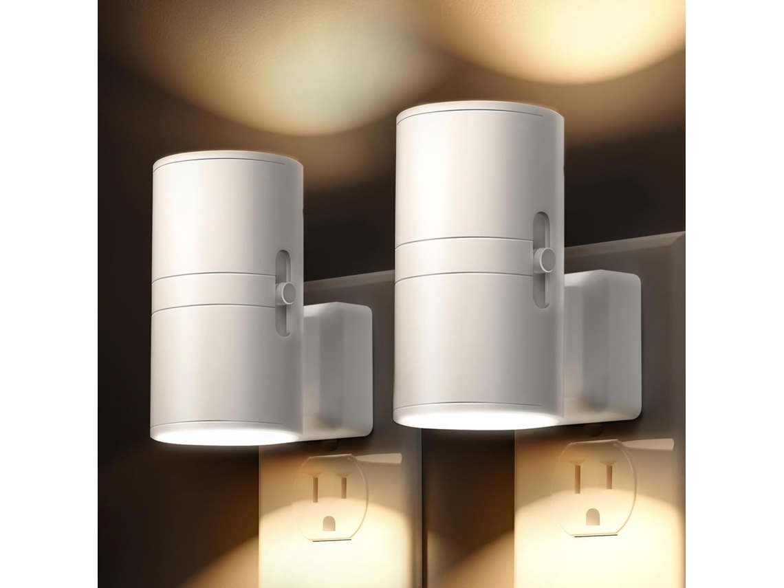 Luz Noturna Led de Tomada, com Sensor de Luz, 0, 100 Lúmens, Branco Suave 3000k, Dimerizável, Moderna para Corredor e Quarto BRILVIBERA