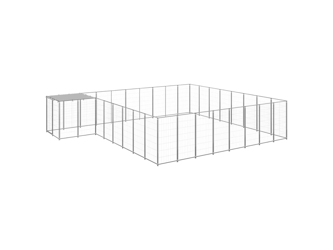 Vidaxl Canil 20,57 M² Aço Prateado