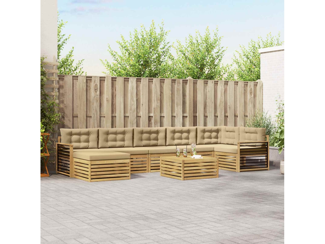Vidaxl Conjunto De Sofás Para Exterior 8 Unid. Branco E Bege