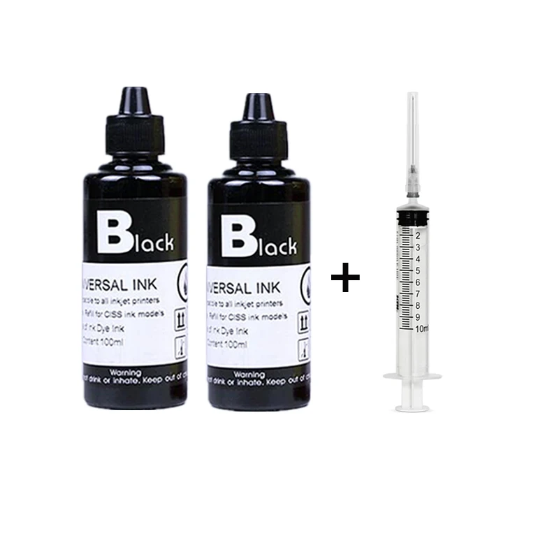 Kit Universal com 2 Tinteiros Pretos 100ml para Impressoras Hp 21, 22, 301, 302, 304, 121, 122, 123, 650, 652, 300, 140, 141, 63, 65, 343 e 338 MDUG
