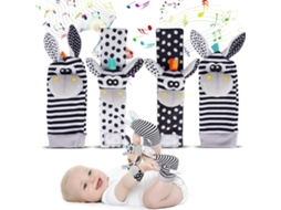 Meias e Pulseiras de Chocalho para Bebês HENTEN HOME Lindos Juguetes de Animales (2 Pulseiras e 2 Meias)