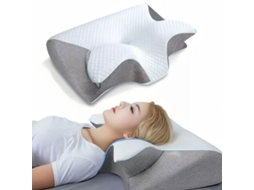 Travesseiro Cervical Ortopédico, 2 em 1, Ergonômico, Anatômico, Alívio no Pescoço, 1 Unidade, Cinza Claro AQUAFORGE