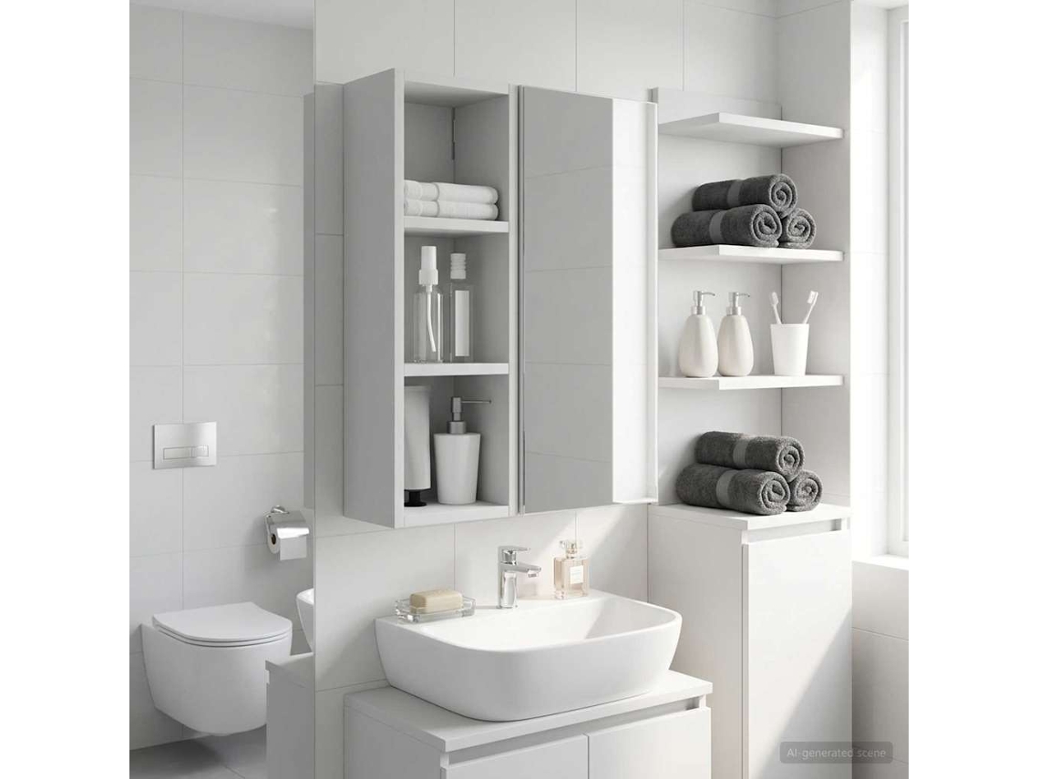 Vidaxl Armário De Parede Para Banheiro Branco 20 X 16 X 62,5 Cm