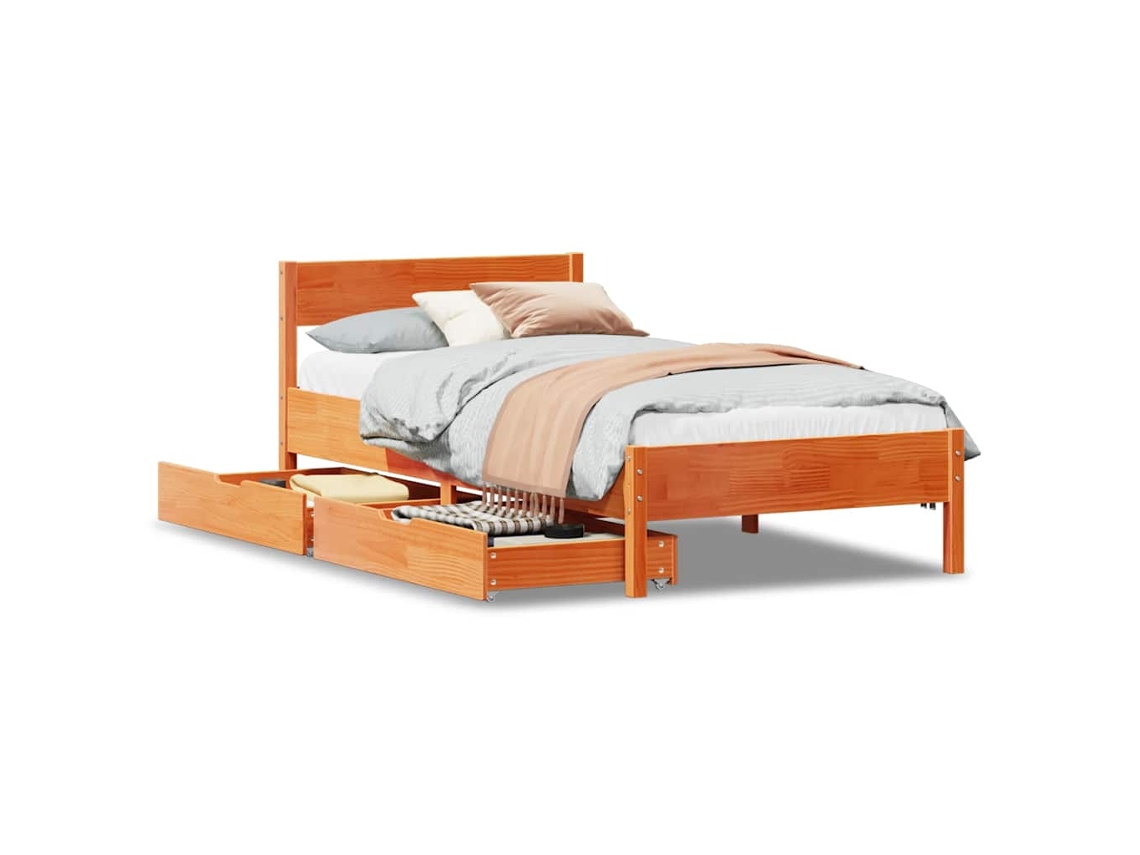 Bed Frame, Bed Frames Vidaxl Marrom Madeira De Pinho (90 X 200 Cm)