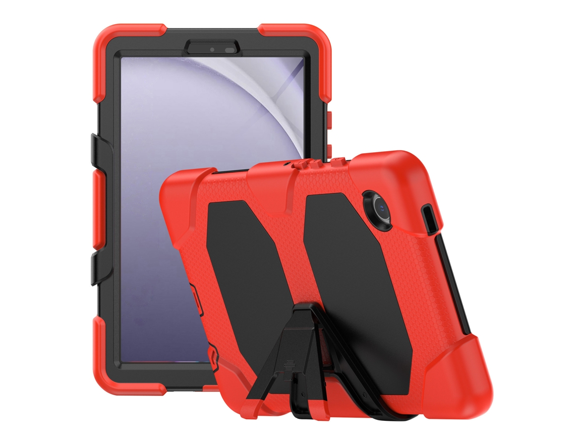 Capa Hexinyigjly Para Samsung Galaxy Tab A9 Plus 11 Polegadas 2023 (sm‑x210/x216/x218), Com Moldura Frontal E Suporte Embutido Vermelho