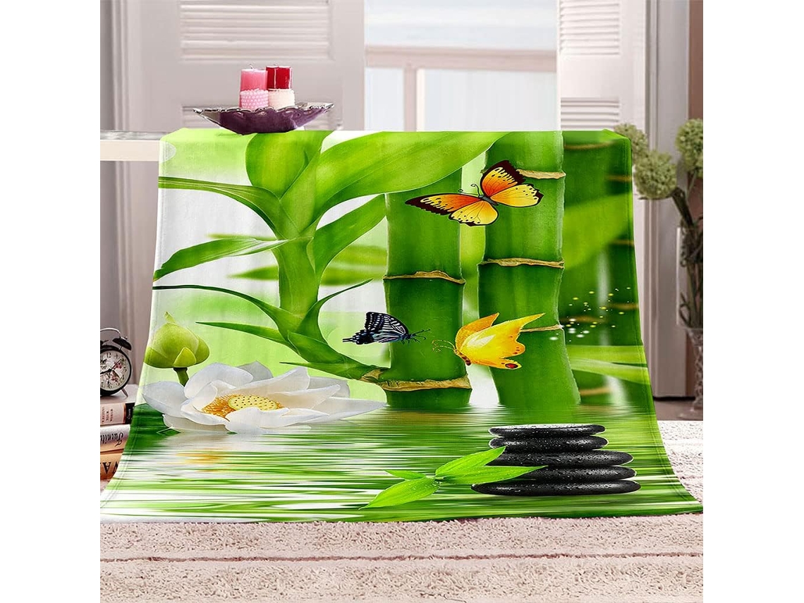 Manta Estampa Verde em Microfibra 180x200cm Respirável
