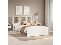 Cama Com Estante Sem Colchão 120x200 Cm Pinho Maciço Branco