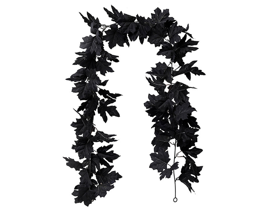Guirlanda de Folhas de Outono e Rosa Negra Artificial – Decoração para Halloween e Ação de Graças NEVEANCE