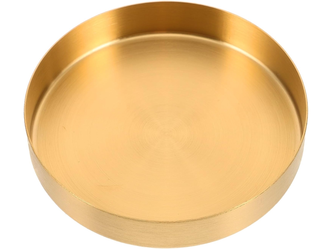 Prato Grande de Metal Dourado Inoomp para Vasos de Plantas, para Coletar Água de Drenagem em Ambientes Internos e CHABERLU