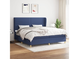 Vidaxl Cama Com Molas/colchão 200x200 Cm Tecido Azul