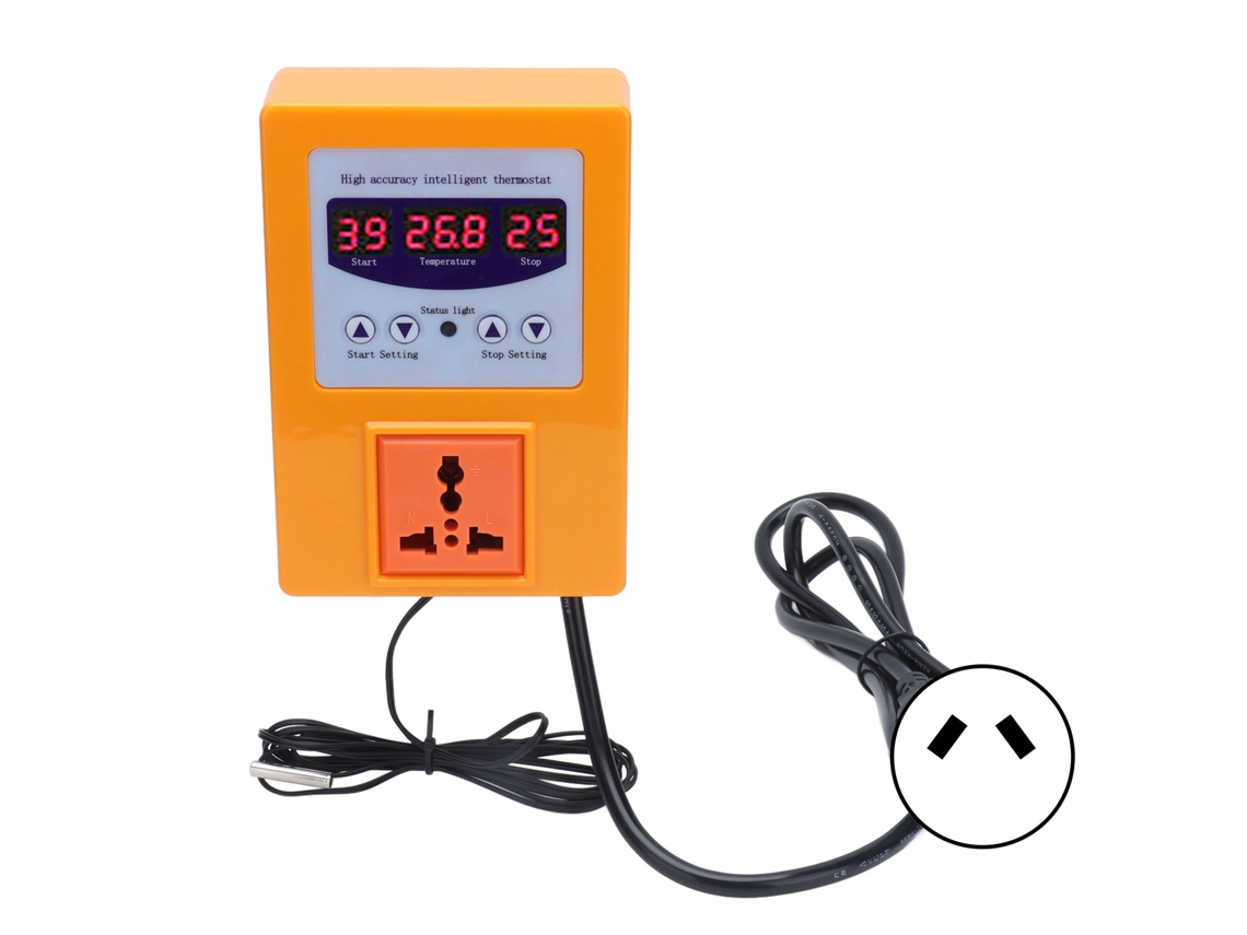 Termostato Controlador de Temperatura com Sensor, AC 110-240V, Laranja S/MARCA