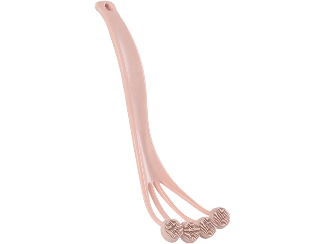Escova Corporal De Plástico Rosa Com Cabo Longo Para Esfoliação Das Costas E Massagem Da Pele No Banho, Para Uso Diário