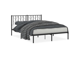 Estrutura de cama em metal com cabeceira VIDAXL preto (150x200cm)