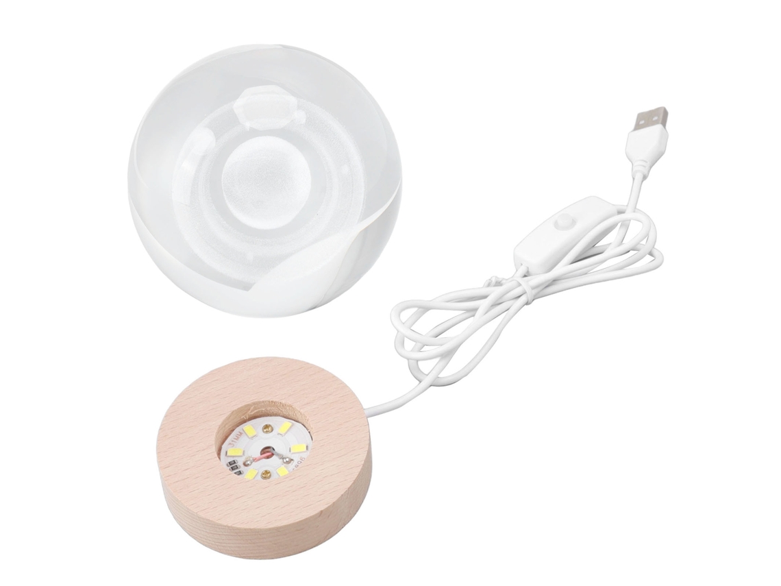 Lâmpada de Saturno 3d Cristal Bola Luz Noturna Led Presente