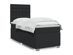 Vidaxl Cama Com Molas/colchão 90x200 Cm Couro Artificial Preto