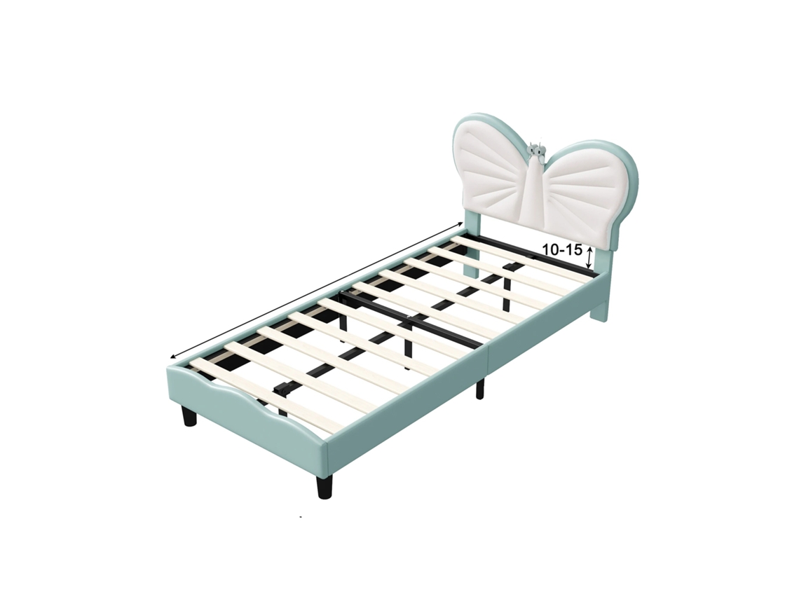 Cama, Cabeceira Ajustável, Design Estiloso, Azul E Branco-90*200cm