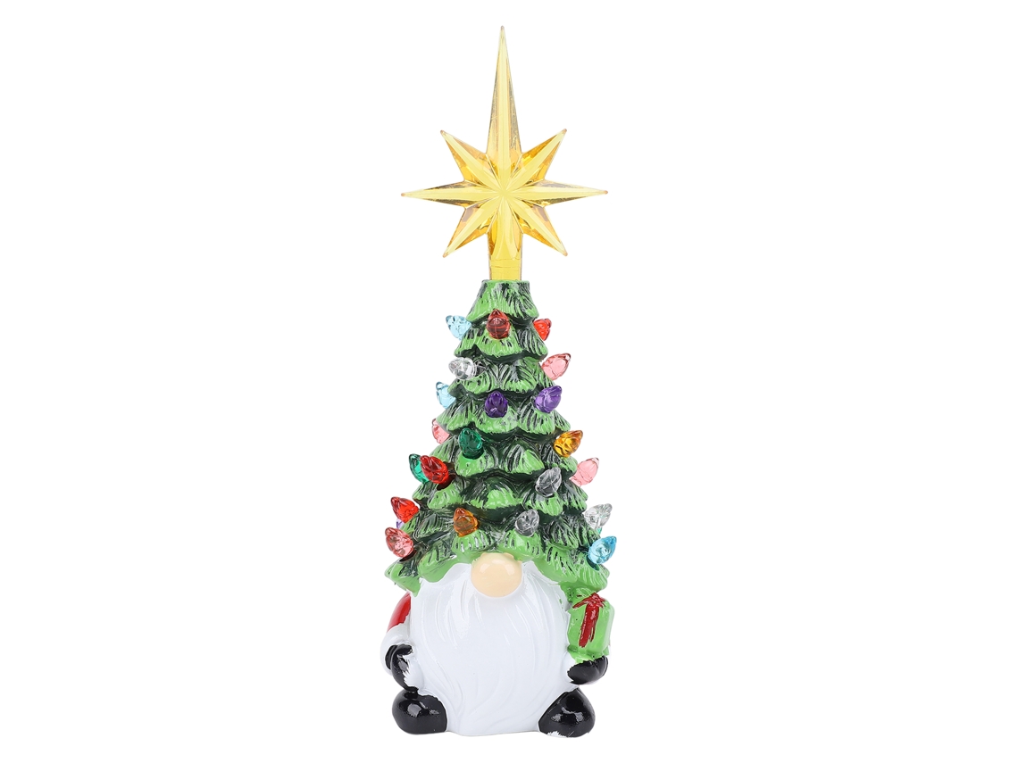 Mali enfeite de Natal Gnome Iluminado com Resina para Árvore de Natal Alivio de Estresse