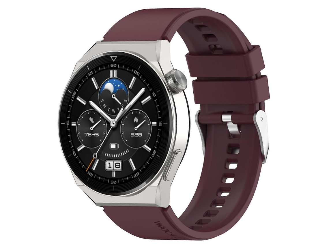Pulseira De Silicone Com Fivela Prateada Para Huawei Watch Gt 42mm/46mm / Gt2 46mm Com Ponta Saliente De 22mm