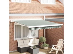 Vidaxl Toldo Retrátil Verde E Branco 350 X 250 X 165 Cm Tecido E Metal