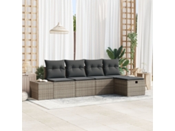 Conjunto De Sofá De Jardim Com Travesseiros Cinza Rattan Polietileno Wsd470406 Lovely Home