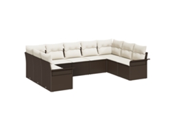 Conjunto 9 Conjunto De Sofá De Jardim Vidaxl Castanho Vime Pe (289 X 187,5 X 85 Cm)