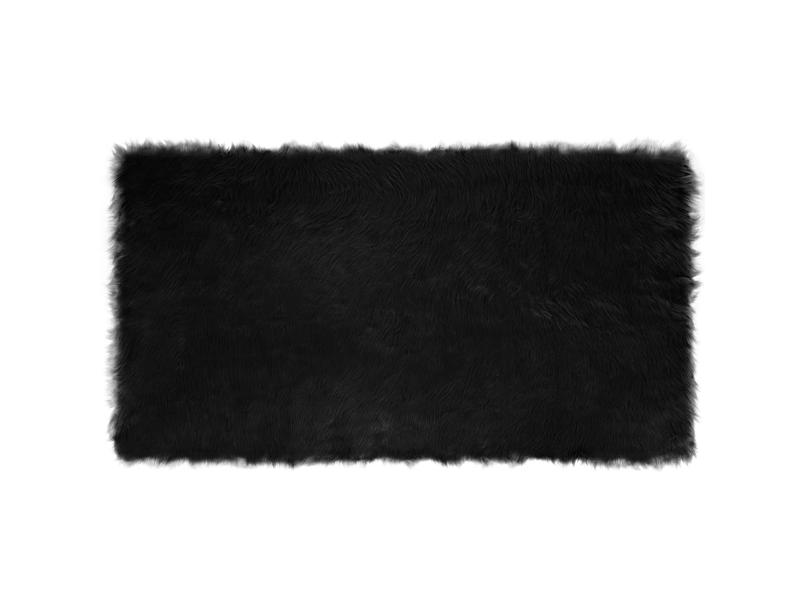 Vidaxl Tapete De De Ovelha Sintética Tafalla Preto 60 X 110 Cm