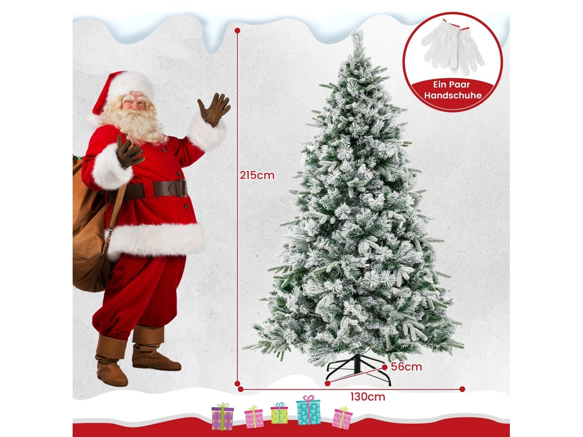 Árvore De Natal Artificial Com Neve, 215 Cm, 300 Luzes Led