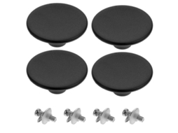 Conjunto de 4 capas de substituição para tampas de panelas de aço inoxidável e ferro fundido com alça prática, antiplaca, tamanho universal 5,2 x 5,2 x 2,2 cm, pretas.