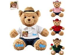Pelúcia Urso Personalizada Com Foto E Nome, Macio Marrom 25 Cm