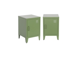 Mesa de cabeceira industrial de uma porta Sweeek Khaki Green (conjunto de 2)
