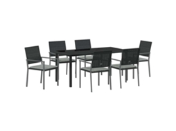 Maison Exclusive - Conjunto De Jantar Para Jardim 7 Pcs Preto E Cinza Claro