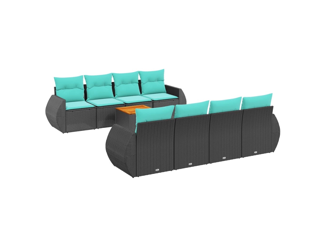 Conjunto de Sofá de Jardim, 5 Peças, Almofadas, Rattan Preto MAISON EXCLUSIVE
