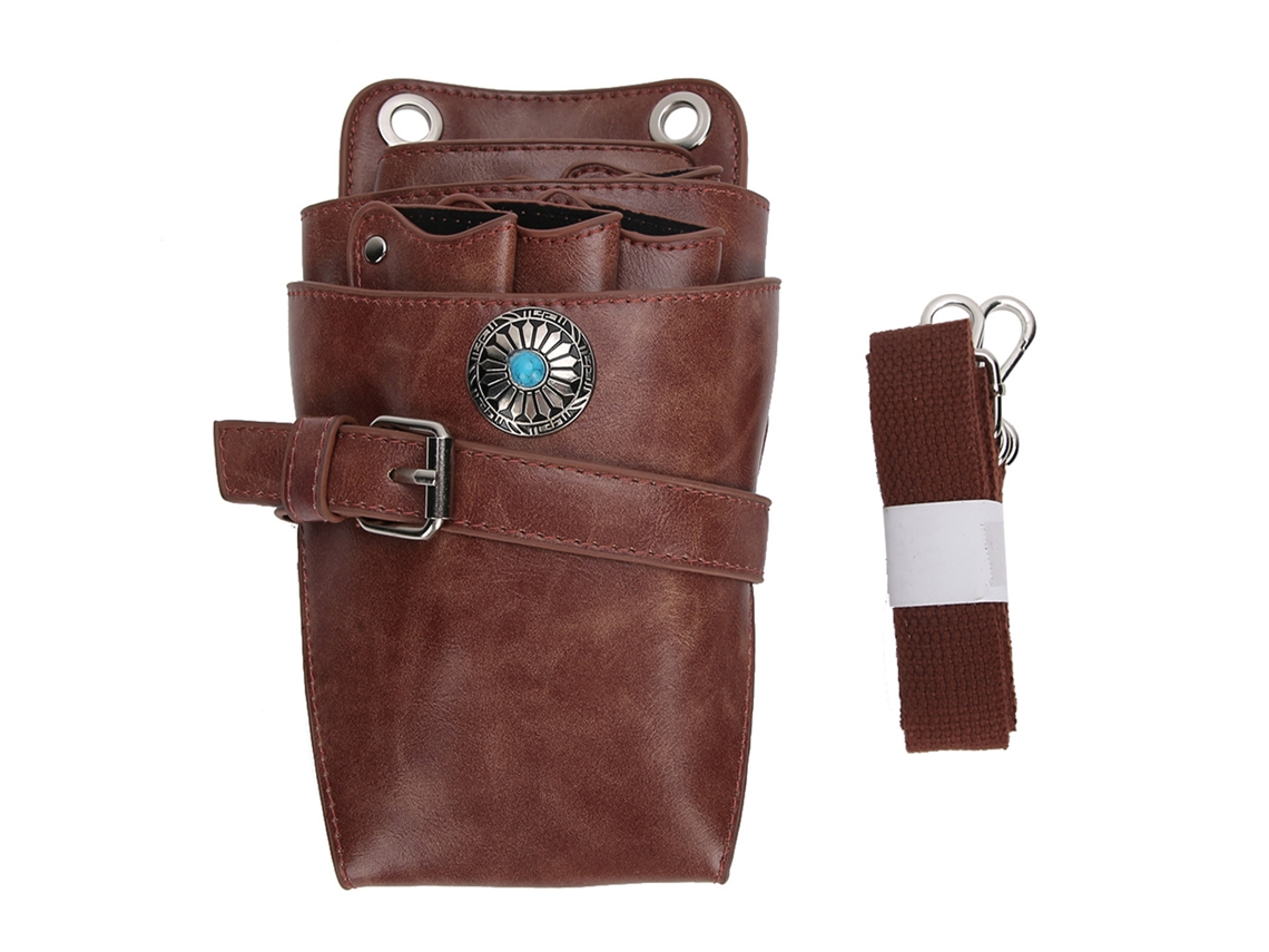 Bolsa Porta Tijeras De Barbería Con Cinturón, Funda De Cintura Para Peluqueros, Cor Marrom