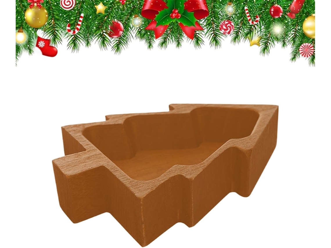Castiçal Rústico Em Formato De Árvore De Natal | Suporte Para Vela Em Forma De Tigela De Madeira Para Doces