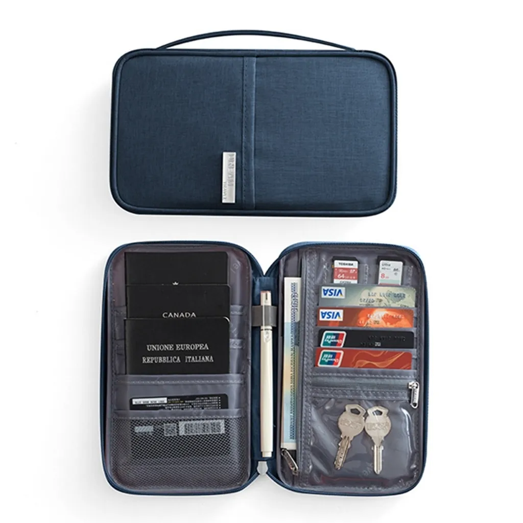 Porta, Passaportes Organizador De Viagem Familiar, Passaportes Portátil Para Homens E Mulheres(azul Marinho)