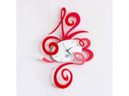 Relógio De Parede Vermelho Robin 34x51cm Em Aço, Design Minimalista E Silencioso Para Casa E Escritório, Fabricado Na Itália Arti Mestieri