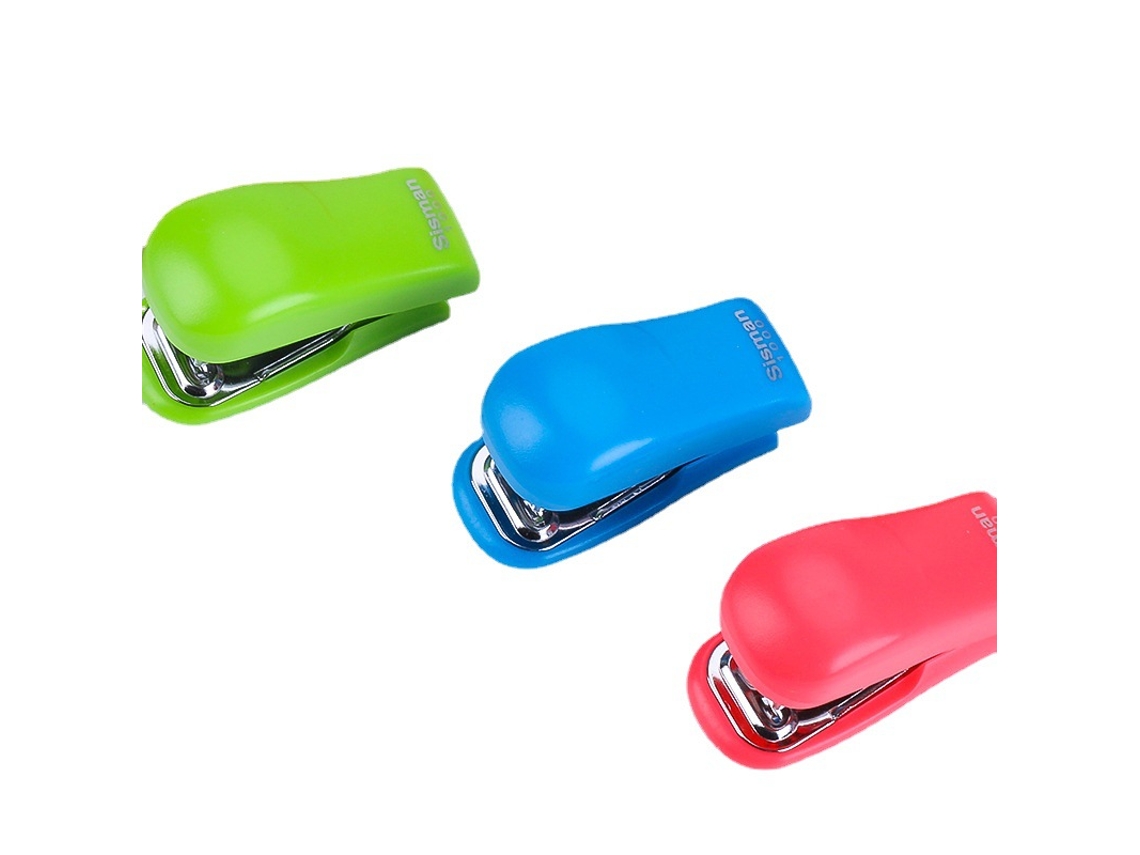Mini Grampeador, Infantil, Capacidade para 12 Folhas, Cor Aleatória BRILVIBERA (azul, Verde, Azul)