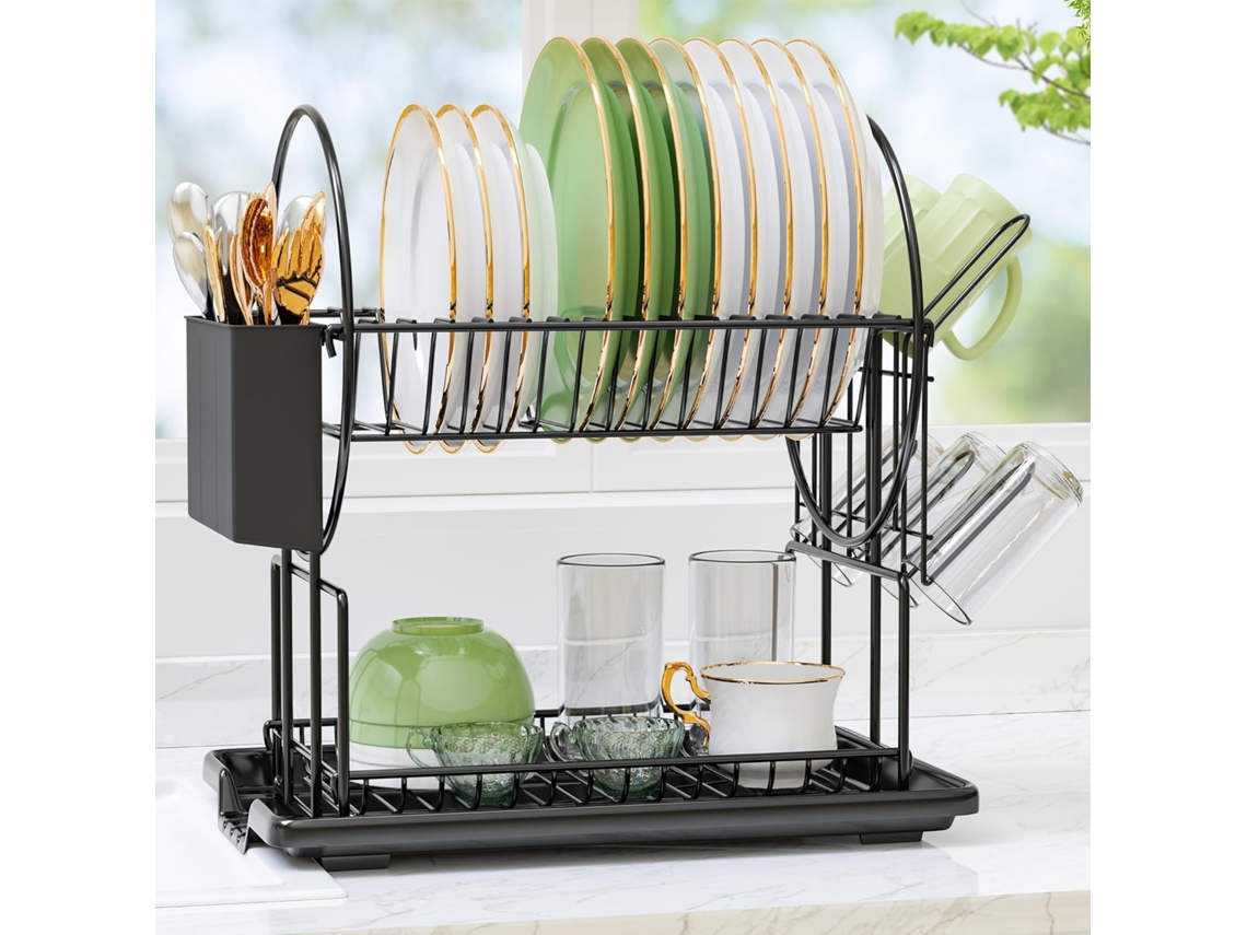 Pratos Pratos Drainer 2 Níveis com bandeja coletora de gordura e drenagem em aço inoxidável. -aquaforge
