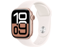 APPLE Watch Series 10 GPS 42mm Alumínio Rosa-Dourado com Bracelete Desportiva Rosa Leve (Tamanho - S/M)