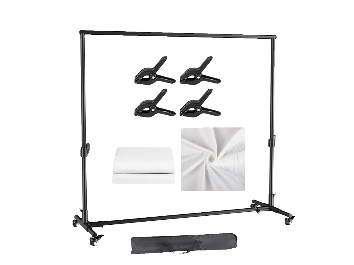 Suporte De Fundo, Altura Ajustável, Design Móvel, 2x3 Branco